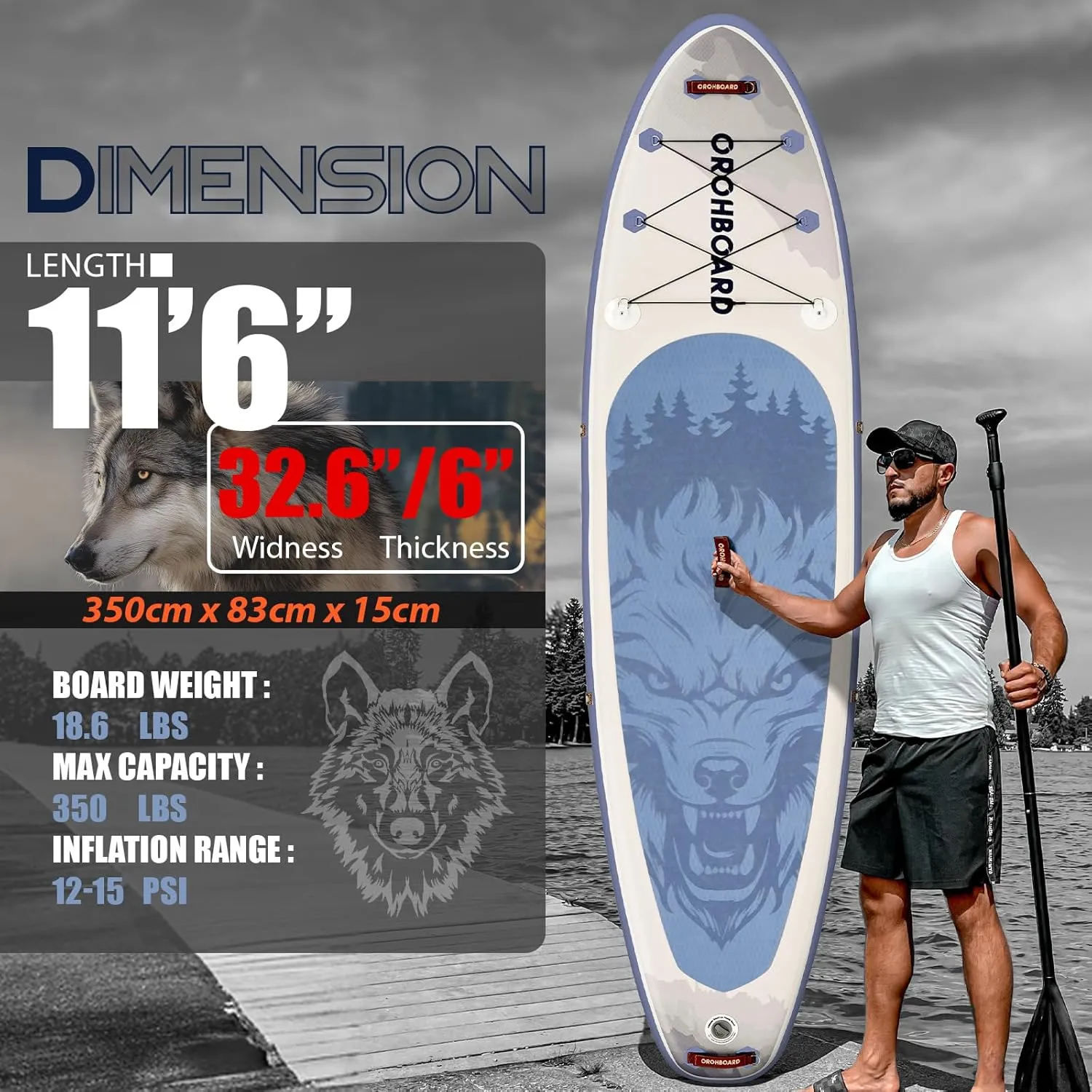 106/116 Inflatable Stand Up Paddle Board with Premium Paddleboards Accessories, Wide Stable Designed SUP Paddleboard for Adults & Youth.