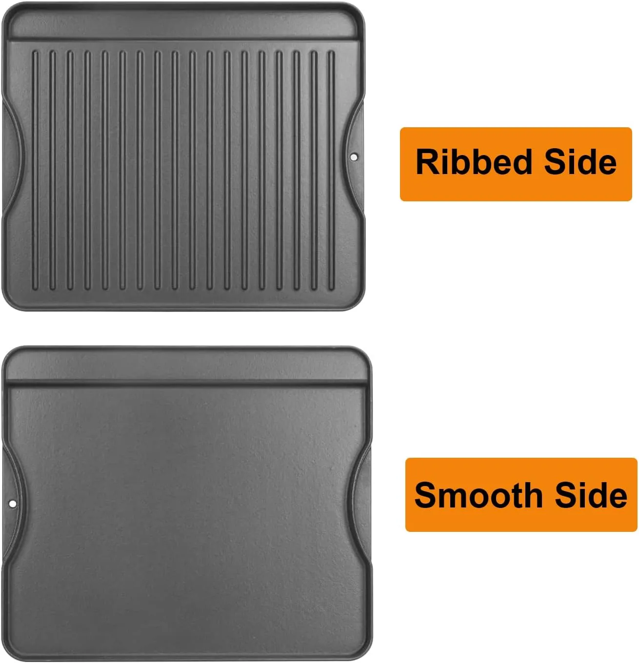 2-in-1 Reversible 14 x 16 Pre-Seasoned Cast Iron Cooking Griddle for Gas Stove/Charcoal/Electric/Propane/Gas Grill, Flat Griddle Top Plate for Camping Tailgating