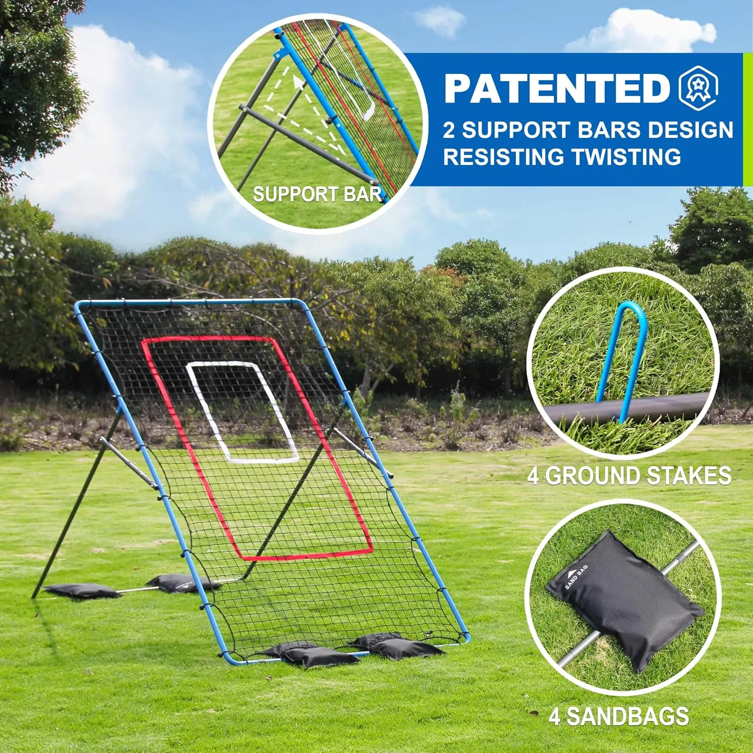 2-in-1 Volleyball Rebounder Net System, Adjustable from 7x4 ft to 4x4.5 ft, 4-Angle Bounce Back Net, Training Equipment for Volleying, Bumping, Spiking Practice, Resists Twisting