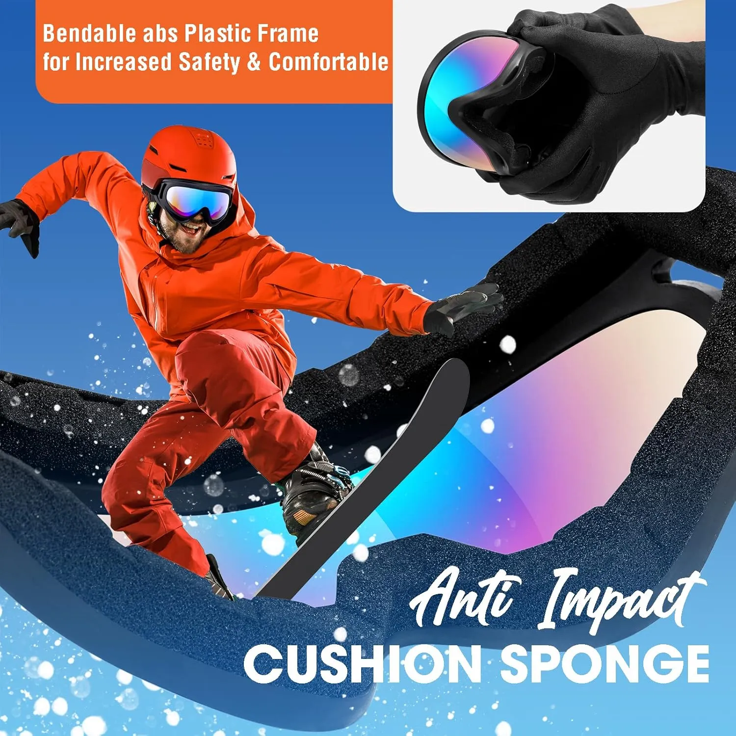 2-Pack Snow Ski Goggles, Snowboard Goggles for Men, Women, Youth, Kids, Boys or Girls