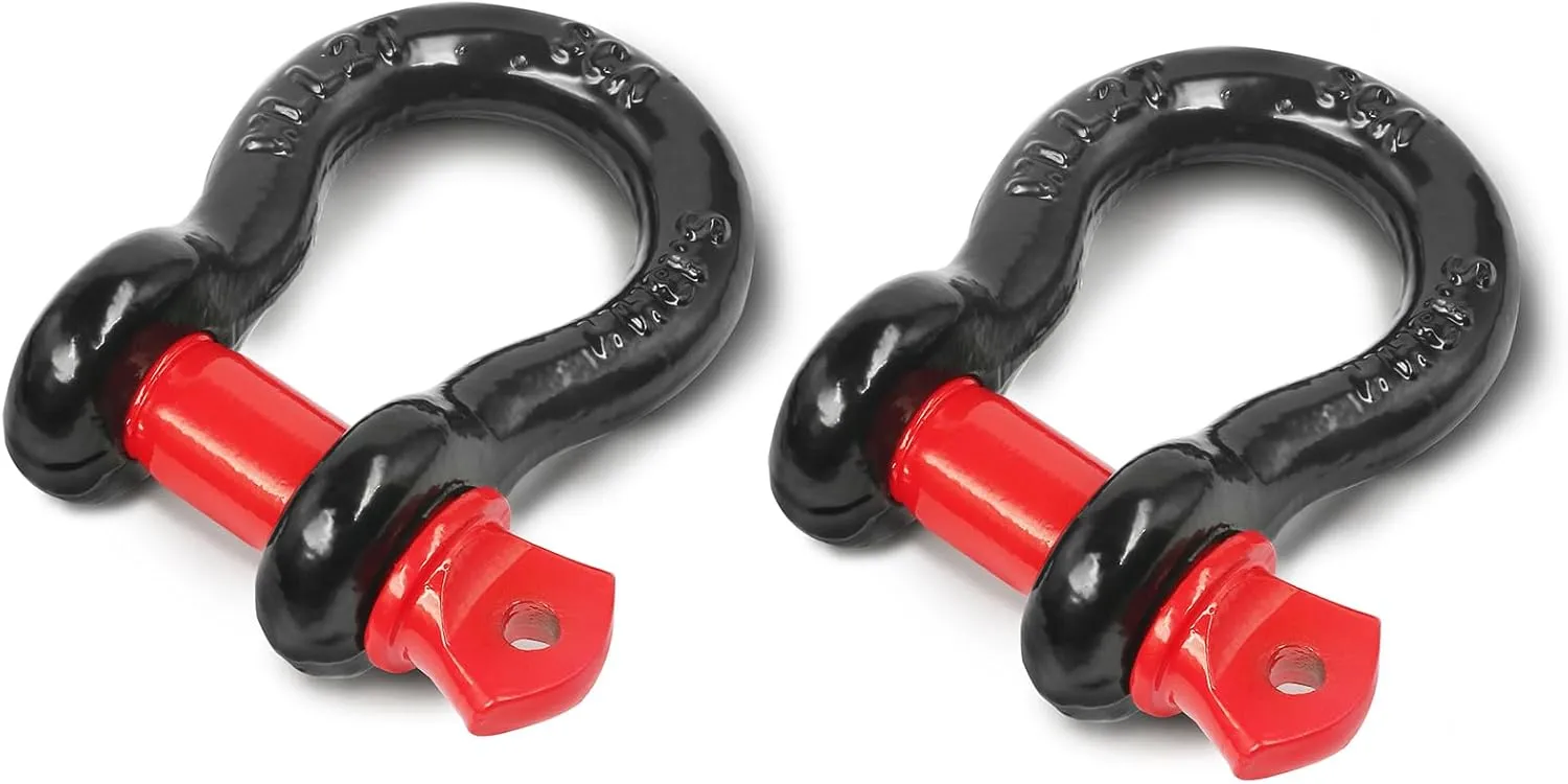 2 Pcs Shackles 1/2" D Ring Shackle 12 Ton (26,455 lbs) Maximum Break Strength with 5/8" Pin for Tow Strap Winch Off Road Vehicle Recovery