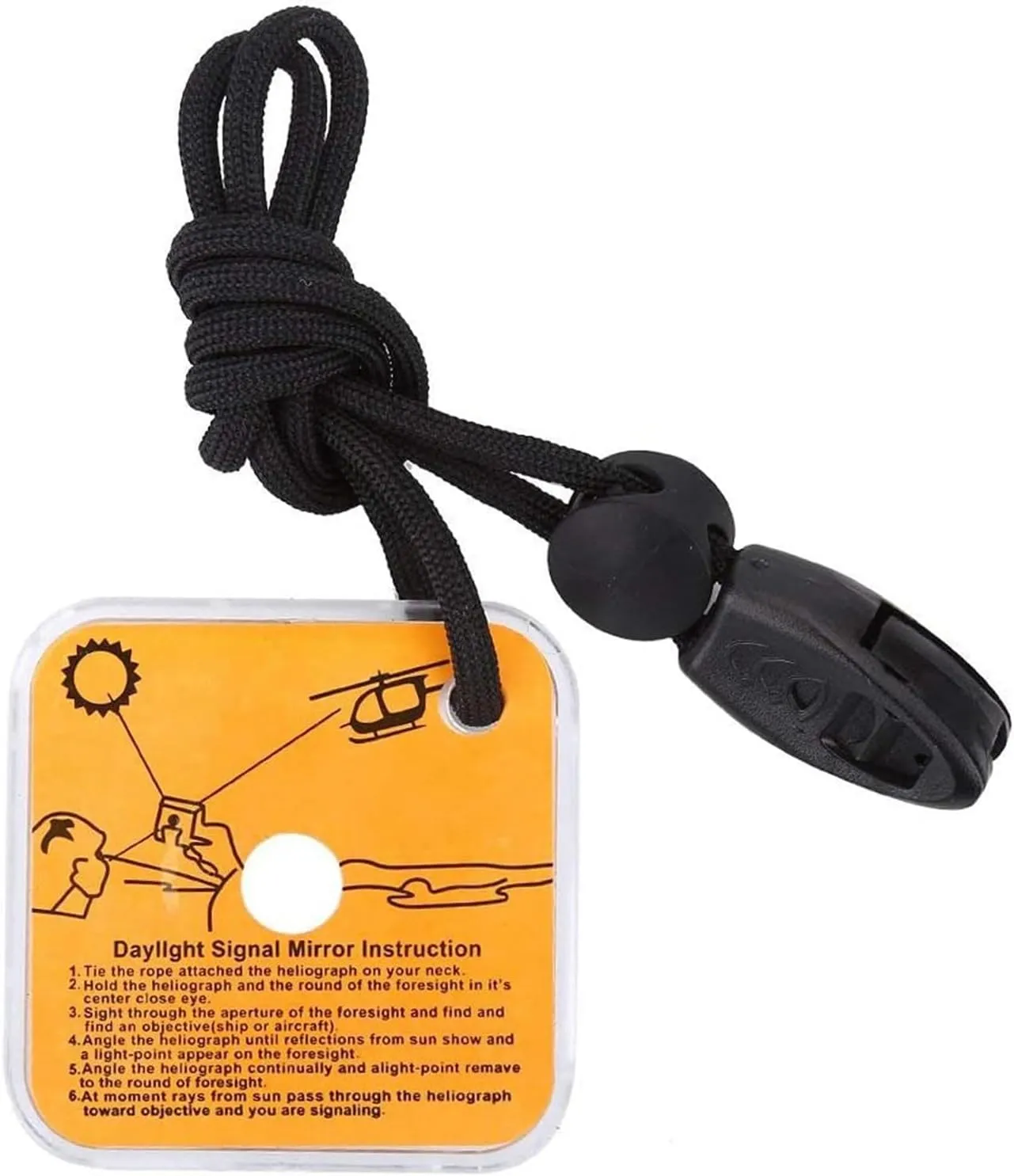2.3 Inch Signal Mirror Survival Reflective Mirror with Aim Indicator & Whistle, Outdoor Survival Military Grade SOS Rescue Emergency Mirror for Hiking, Camping, Backpacking