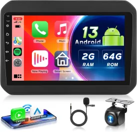 2G 64G for Suzuki Ignis 2016-2020 Android 13 Car Stereo with Wireless Carplay Android Auto, 9 Inch Touch Screen Car Radio Support GPS/WiFi/Bluetooth/FM/Voice Control/SWC/Backup Camera