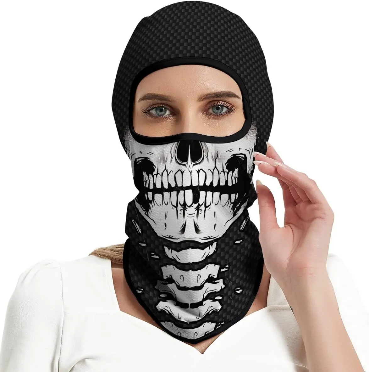 3D Balaclava Ski Mask Motorcycle Full Face Mask Outdoor Tactical Hood Headwear Mask Ghosts Skull Mask Men Women for Halloween