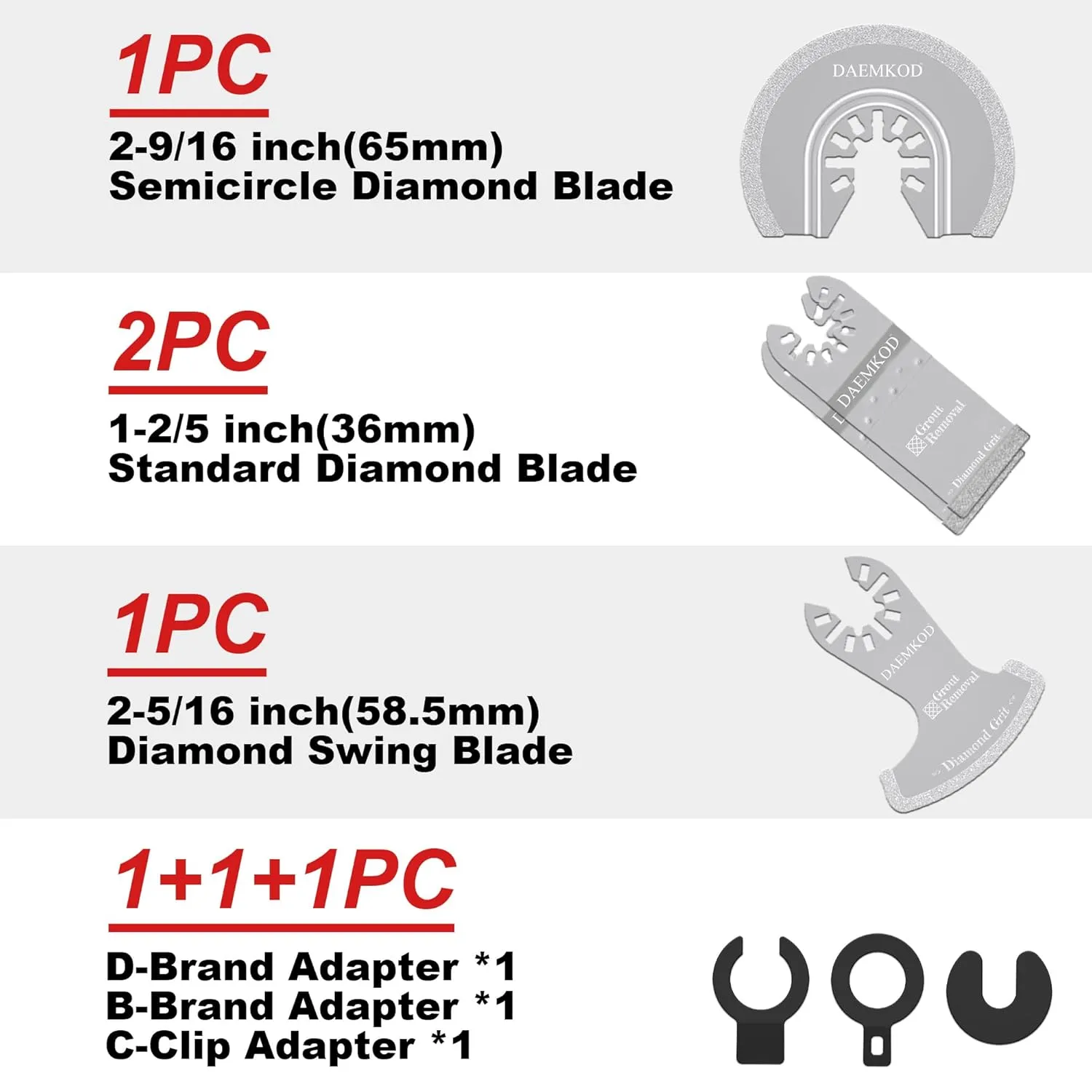 4 Pack Diamond Oscillating Tool Blade, Professional Multi Tool Blades Kits, Grout Removal Blade for Oscillating Tool, Fit Dewalt Bosch Worx Ryobi Milwaukee