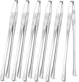 6 Pcs 11 Inches Stainless Steel Korean BBQ Grill Tongs Japanese Barbecue Tongs for Cooking Portable Kitchenware Home Outdoor Steak Salad Food