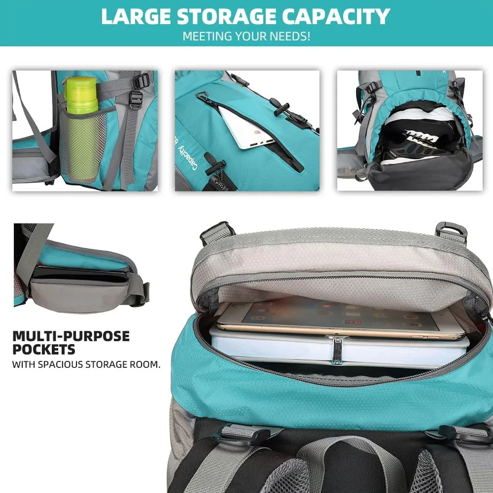 70L Camping Hiking Backpack with Rain Cover Waterproof Backpacking Backpack for Hiking Treeking Climbing Outdoor
