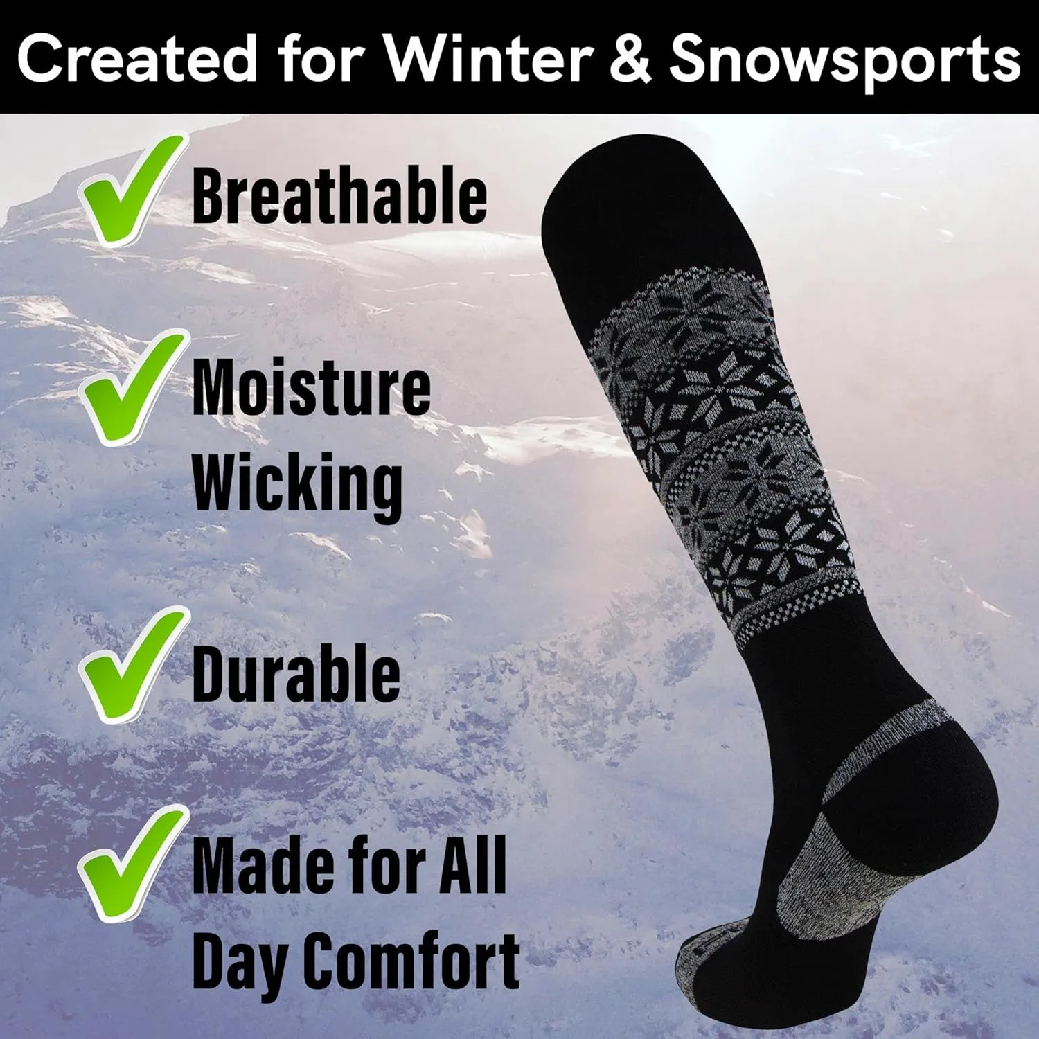 Alpaca Ski Socks  Men Warm Wool Sock, Women Skiing, Snowboarding