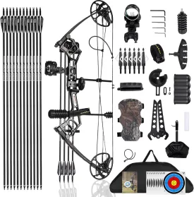 Archery Ready to Hunt Compound Bow Package for Adults and Teens,25"-31" Draw Length,0-70 Lbs Draw Weight Adjustable,up to 320 fps,Made in USA,Lightweight Design P3 Bow,2025 New