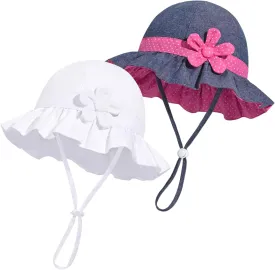 Baby Girl Wide Brim Bucket Hats with UPF 50  Outdoor Adjustable Beach Hat with Sun Hat
