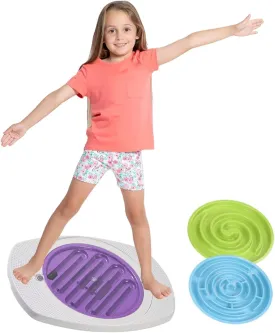 Balance Board for Kids, 20 inch Labyrinth Rocking Seesaw with 2 Balls, 3 Replacement Labyrinth Boards, Toddler Wobble Board for Sensory Training, Non-Slip Pedals, Max Load 220 Lbs
