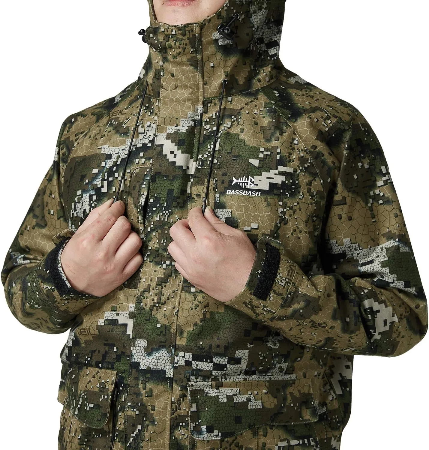BASSDASH Walker Breathable Waterproof Fishing Hunting Wading Jackets with Silent Outer Fabric for Men Women in 7 Sizes