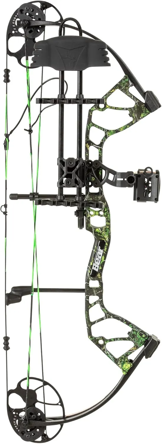 Bear Archery Royale Ready to Hunt Compound Bow Package for Adults and Youth, 12- 27 Draw Length, 5-50 Lbs Draw Weight, Up to 290 FPS, Limbs Made in USA, Limited Life-Time Warranty