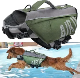 BECEMURU Dog Life Jacket with High Flotation Airbag, Reflective Dog Life Vest Harness for Swimming Boating,Adjustable Puppy Swim Vest Pet Floating Vest for Small Medium Large Dogs (L)