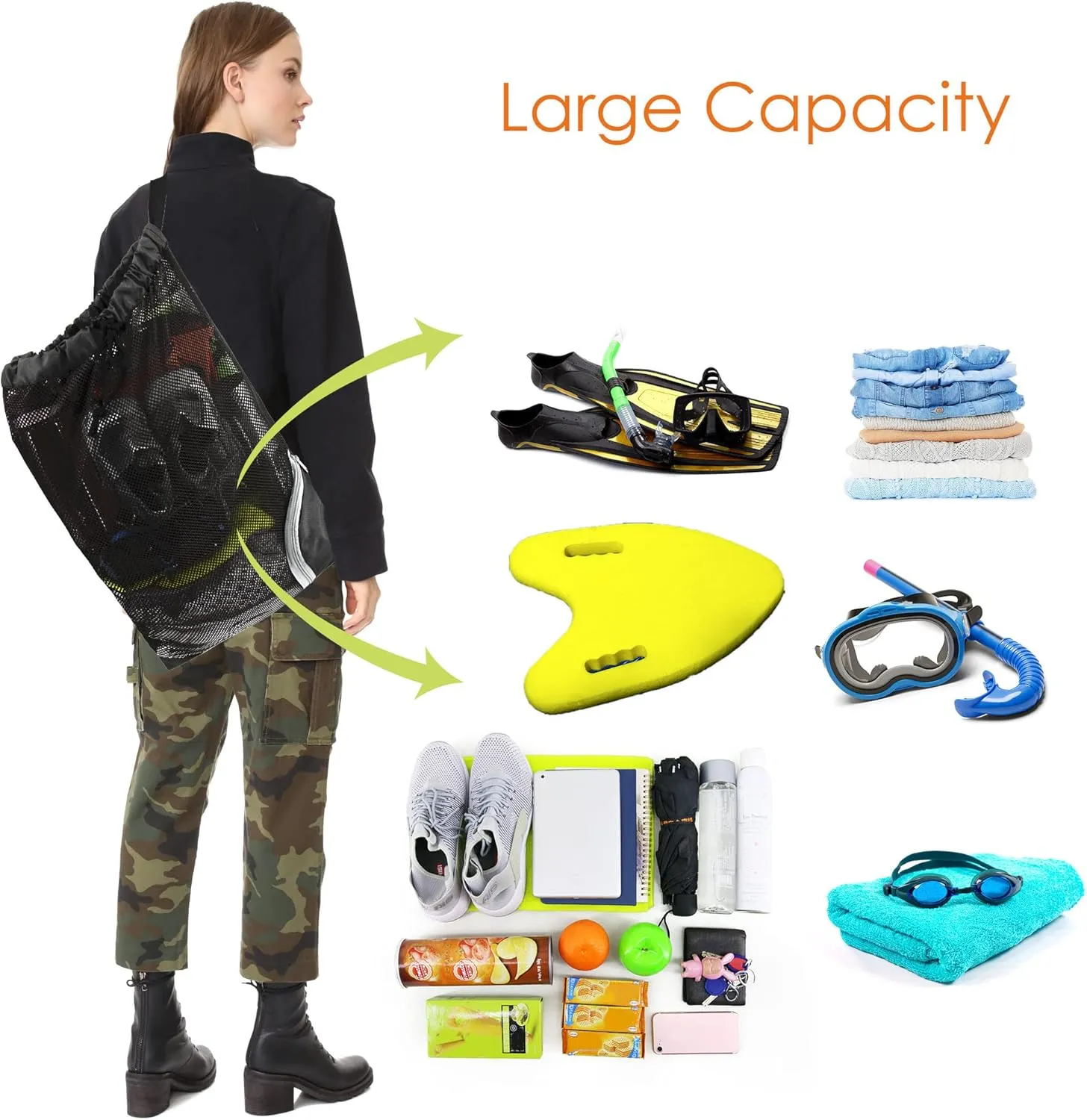 BeeGreen Drawstring Backpack for Men Women Athletic Gym Sports Workout Beach Swim
