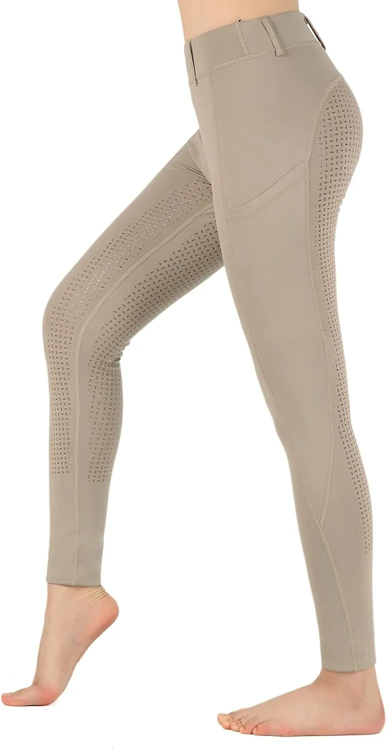 beroy Horseback Riding-Pants Girls Equestrian-Breeches - Kids Schooling Horse Tights Full Seat Silicone Pockets