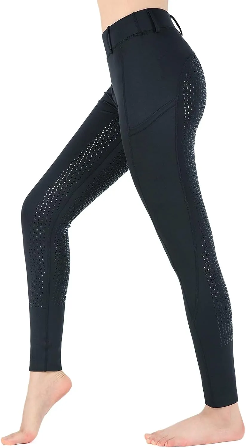 beroy Horseback Riding-Pants Girls Equestrian-Breeches - Kids Schooling Horse Tights Full Seat Silicone Pockets