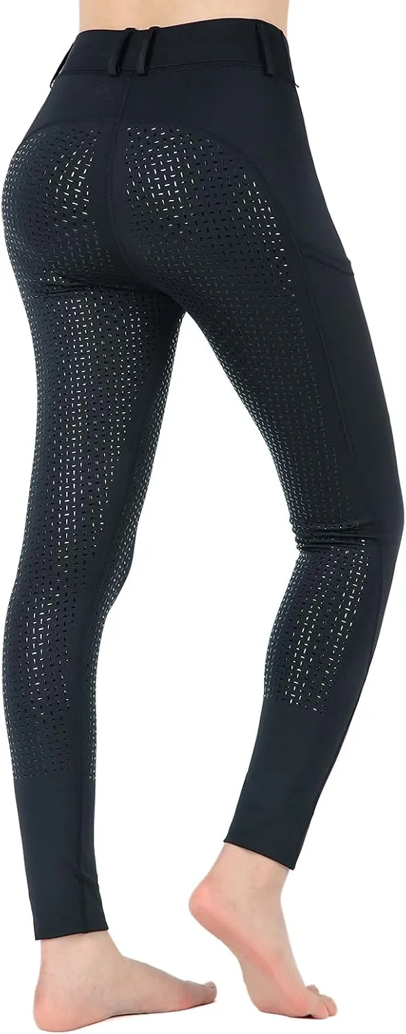 beroy Horseback Riding-Pants Girls Equestrian-Breeches - Kids Schooling Horse Tights Full Seat Silicone Pockets