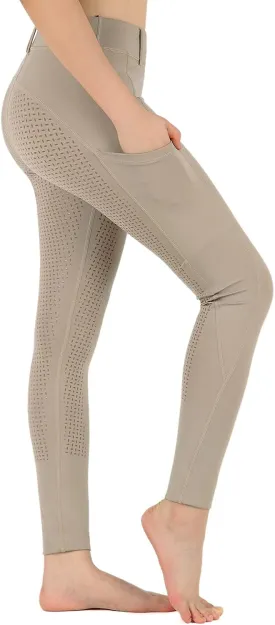 beroy Horseback Riding-Pants Girls Equestrian-Breeches - Kids Schooling Horse Tights Full Seat Silicone Pockets