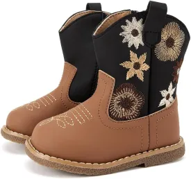 BMCiTYBM Baby Cowboy Cowgirl Boots Infant Western Shoes Boys Girls Round Toe Boots All Seasons 6-24 Months