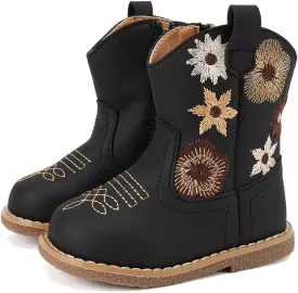 BMCiTYBM Baby Cowboy Cowgirl Boots Infant Western Shoes Boys Girls Round Toe Boots All Seasons 6-24 Months