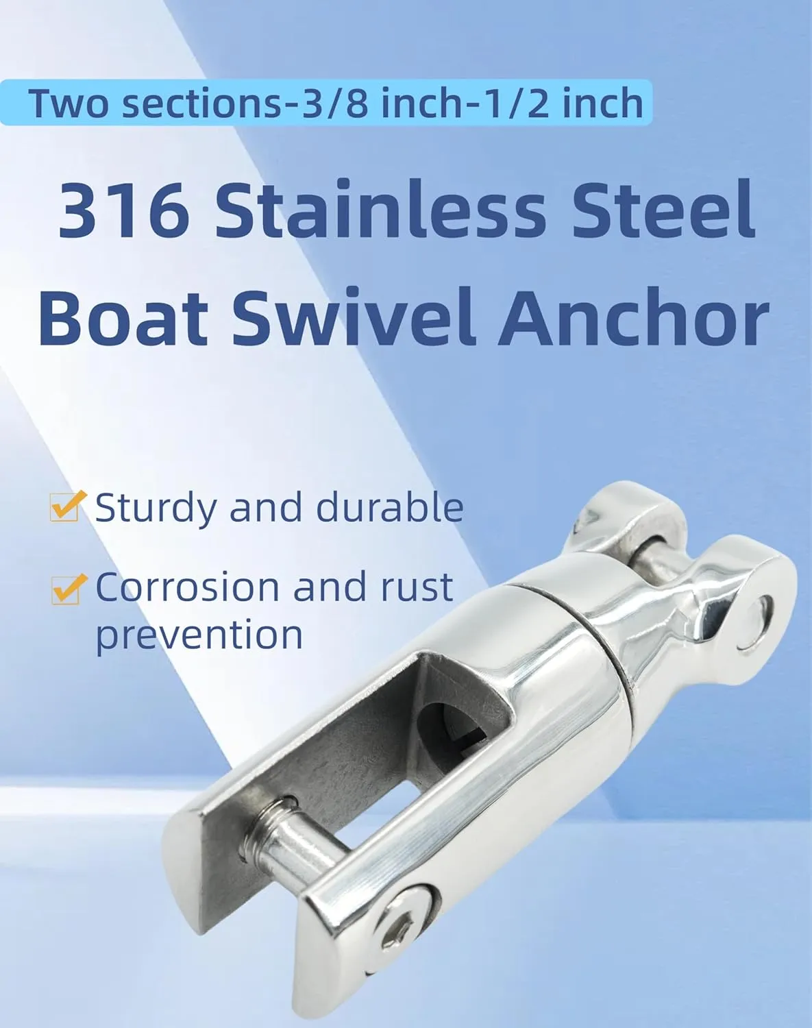 Boat Swivel Anchor,316 Stainless Steel Anchor Chain Swivel Connector for Boating & Sailing,Corrosion-Resistant