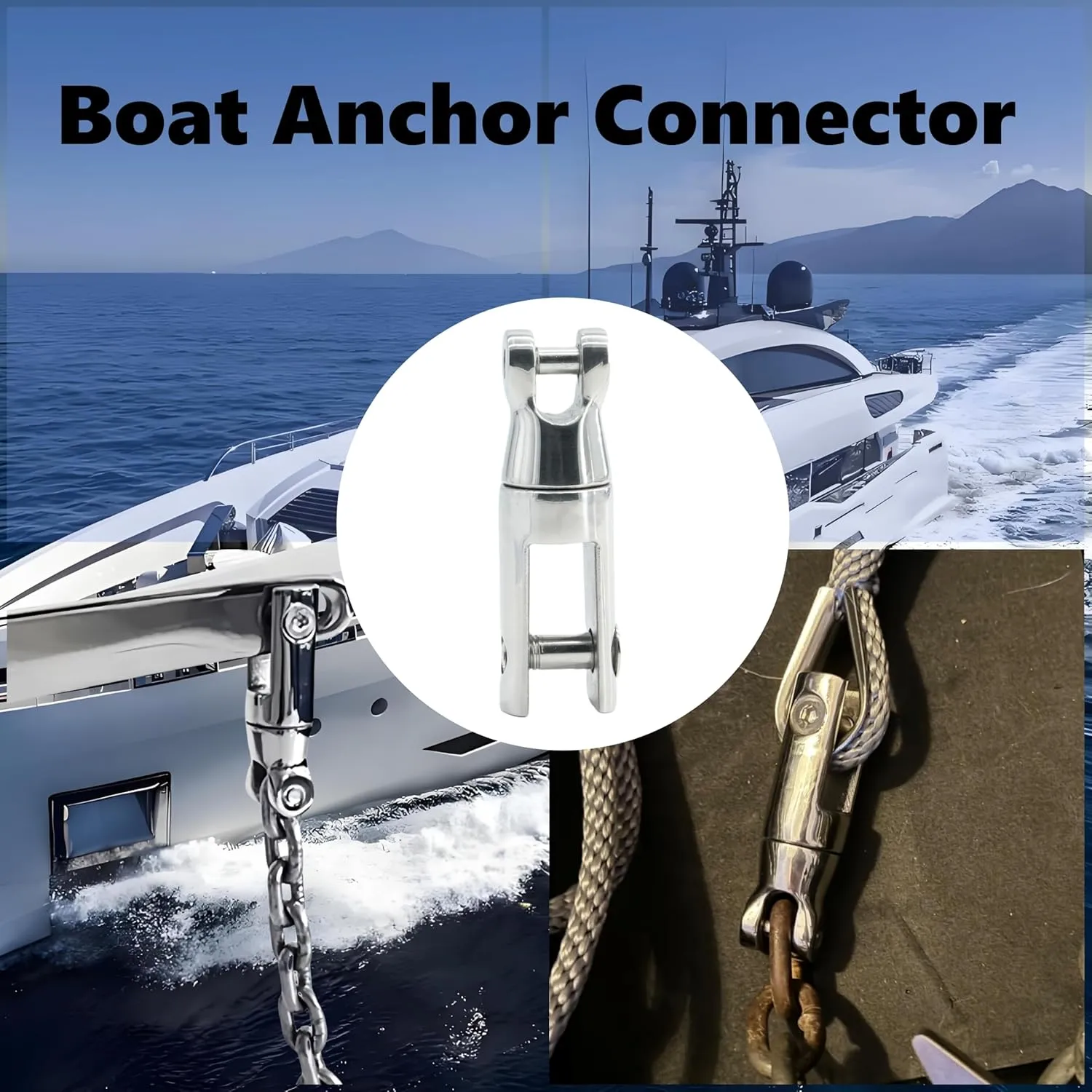 Boat Swivel Anchor,316 Stainless Steel Anchor Chain Swivel Connector for Boating & Sailing,Corrosion-Resistant