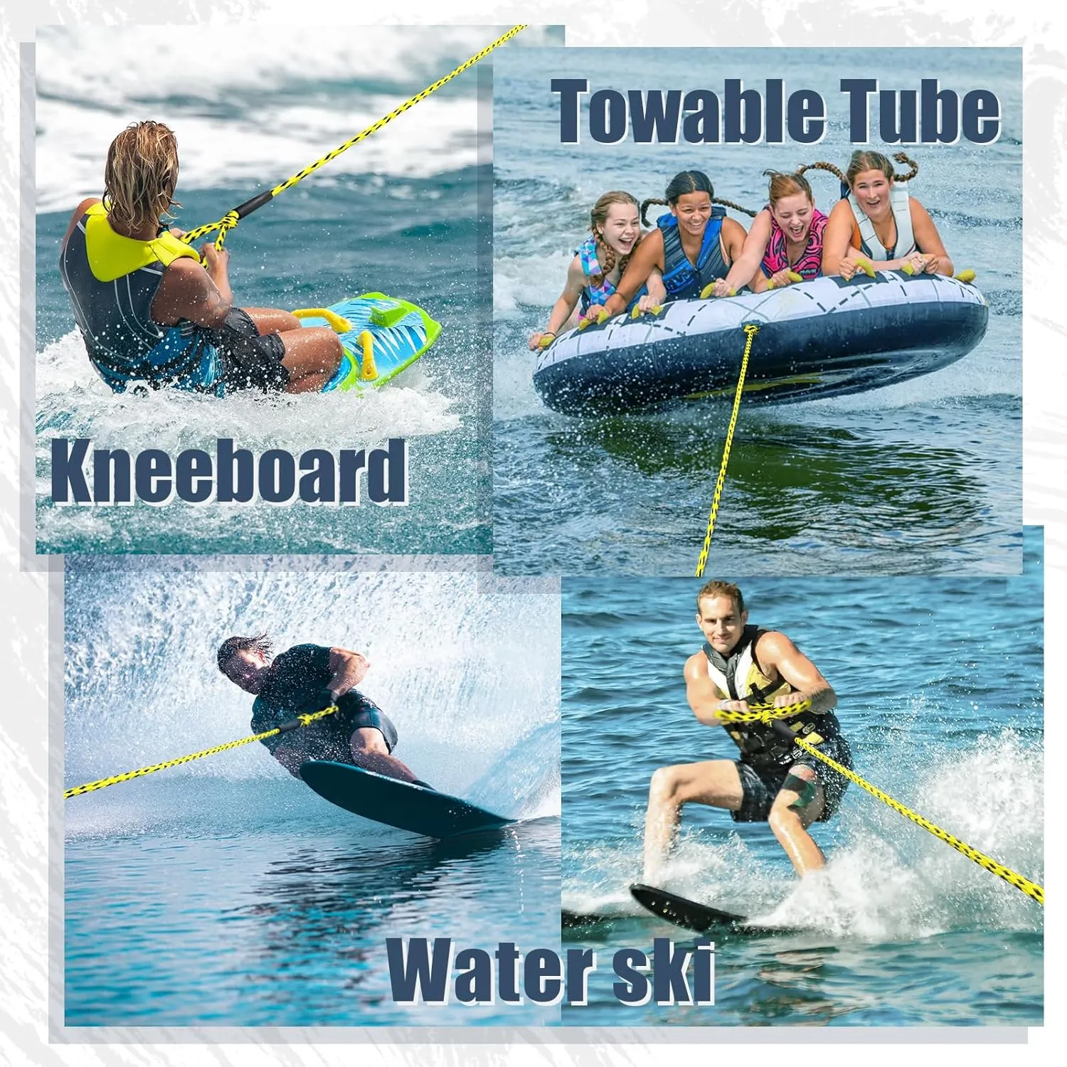 Boat Tow Rope 60ft 3-6K, Floating Ropes for Towable TubesWatersport Accessories