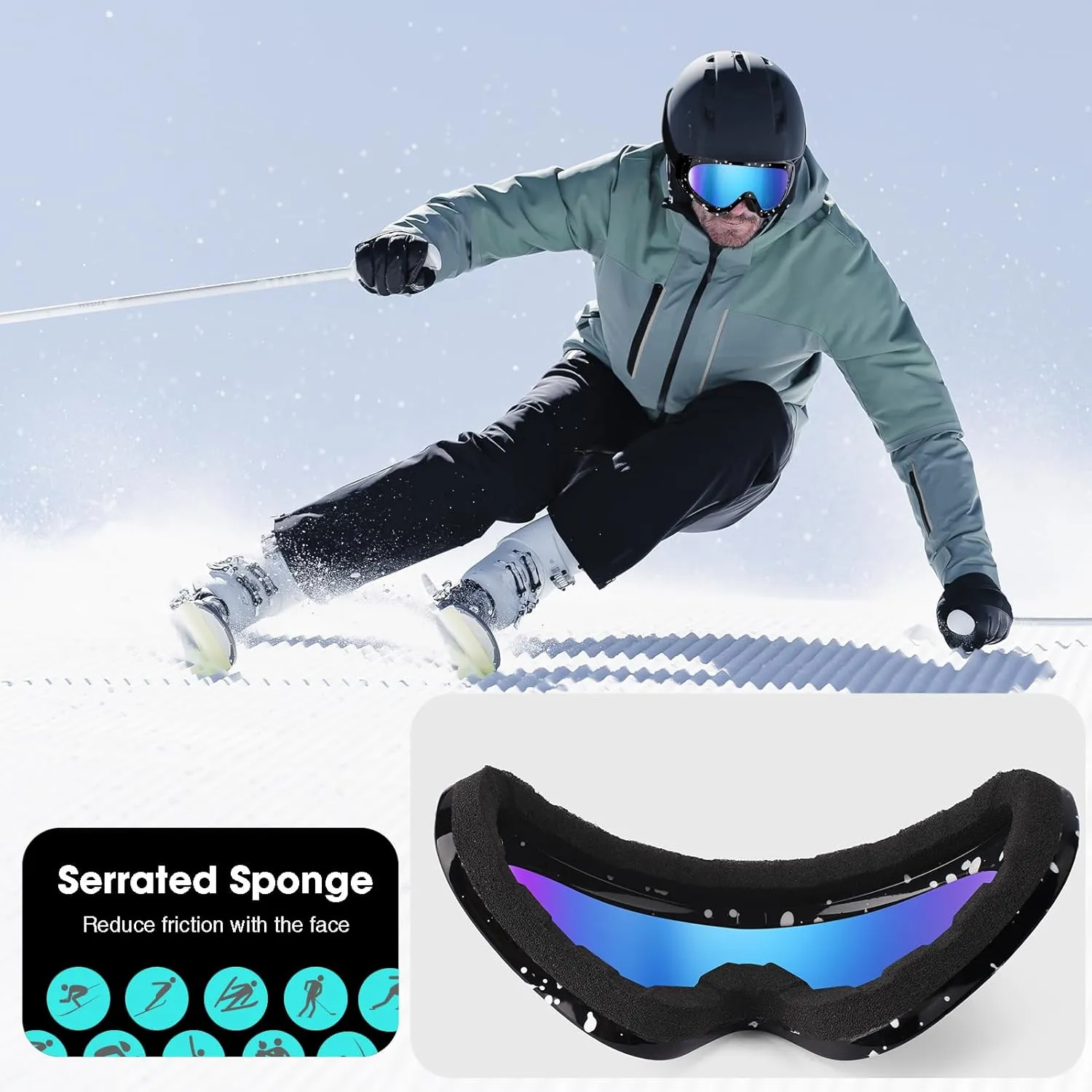 Braylin 2-Pack Snow Ski Goggles, Snowboard Goggles for Men, Women, Youth, Kids, Boys or Girls, Snowmobile Goggles