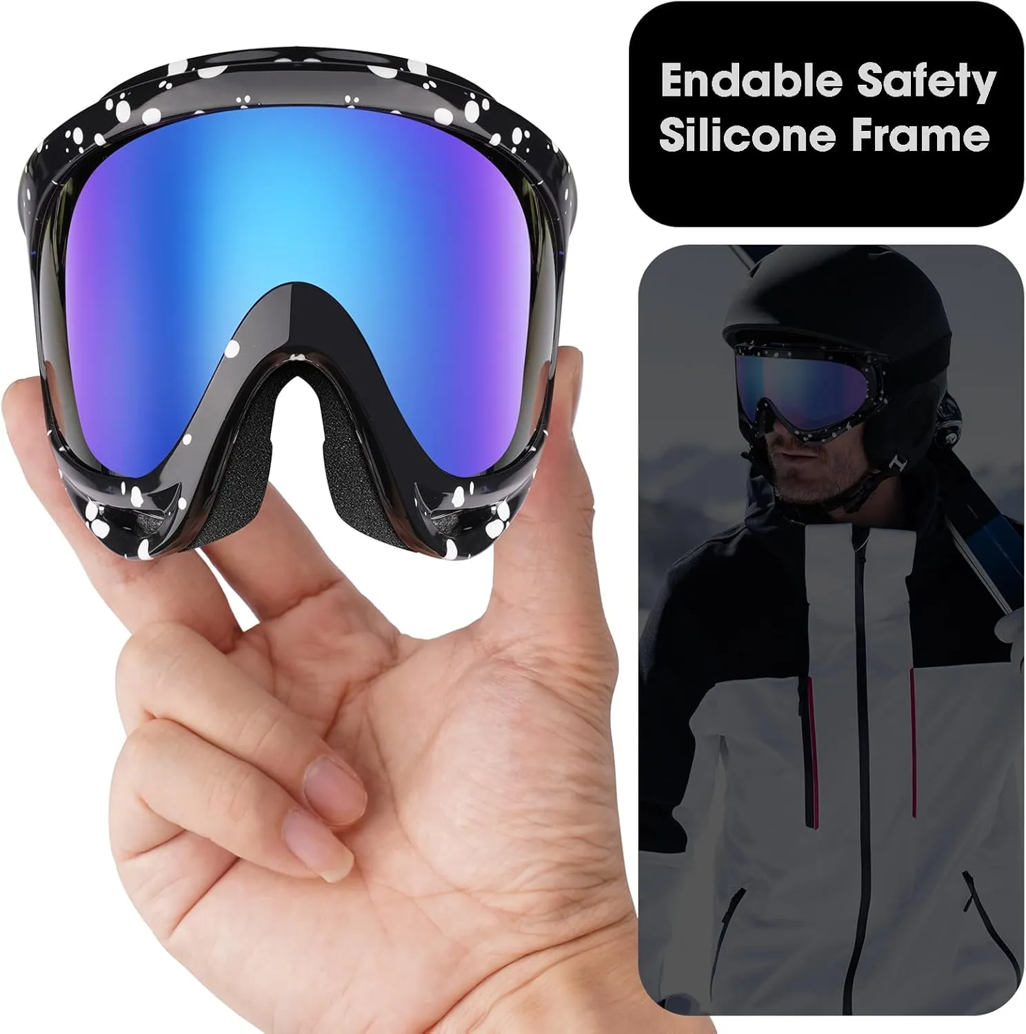 Braylin 2-Pack Snow Ski Goggles, Snowboard Goggles for Men, Women, Youth, Kids, Boys or Girls, Snowmobile Goggles
