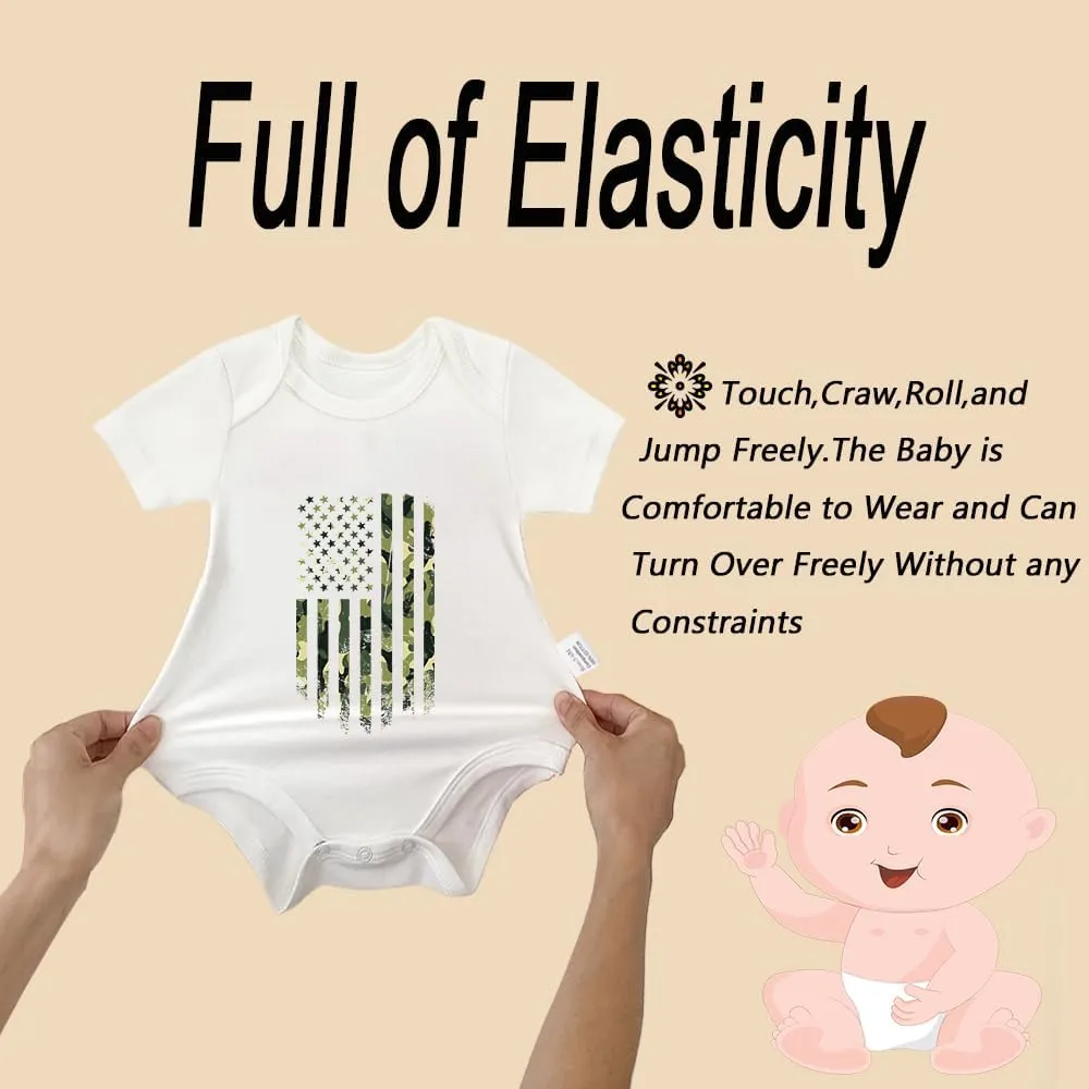 Camo American Flag USA Bodysuits, Tactical Baby Gear Clothing, Cute Infant Short Sleeves Clothes for 0-24 Months