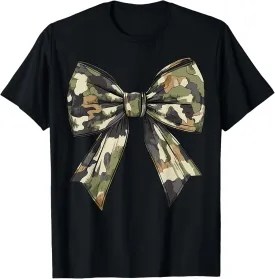 Camouflage Old Camo Bow Camo Coquette Bow Hunting Women Girl T-Shirt