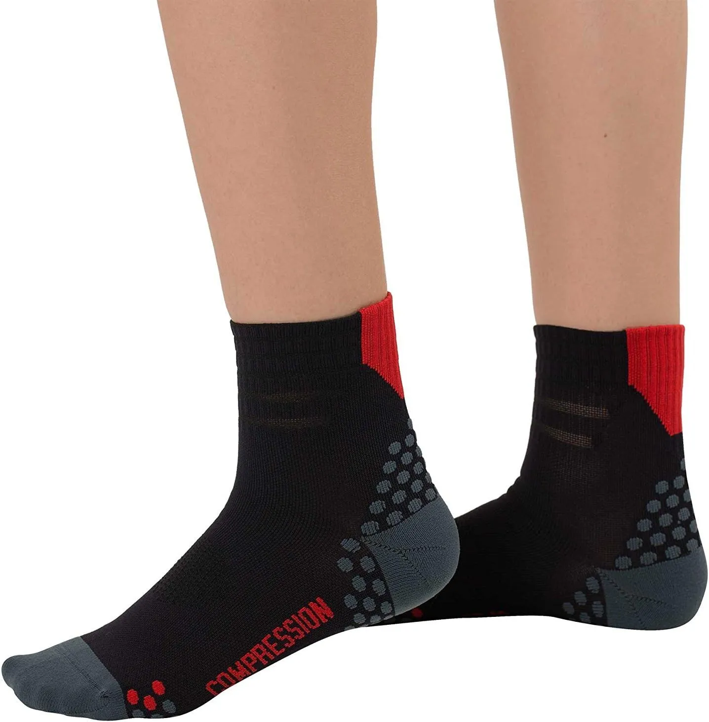 Compression Ankle Socks for Running - Moisture Wicking, Dot Padding
