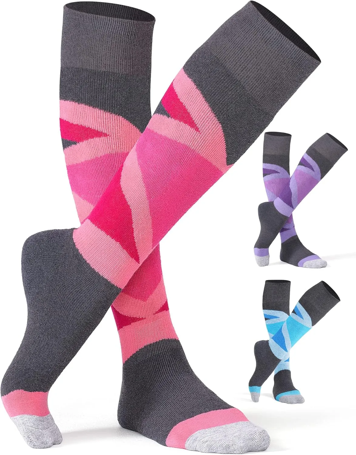 CS CELERSPORT 2/3 Pack Ski Socks for Womens and Mens with Full Cushion, Wool Winter Warm Socks for Skiing Snowboarding