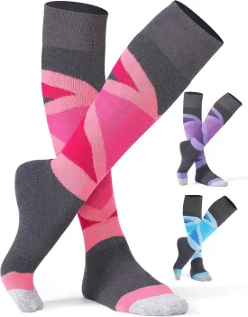 CS CELERSPORT 2/3 Pack Ski Socks for Womens and Mens with Full Cushion, Wool Winter Warm Socks for Skiing Snowboarding
