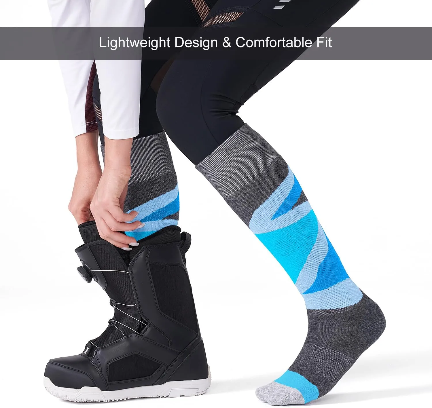 CS CELERSPORT 2/3 Pack Ski Socks for Womens and Mens with Full Cushion, Wool Winter Warm Socks for Skiing Snowboarding