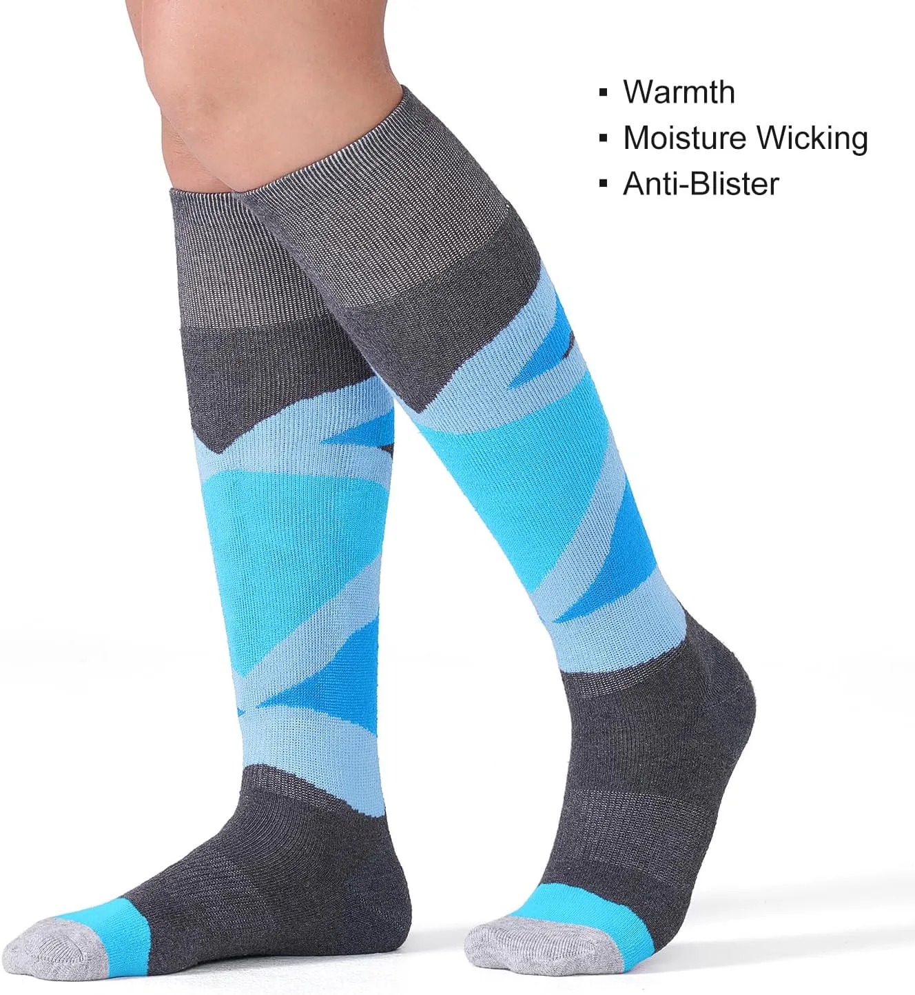 CS CELERSPORT 2/3 Pack Ski Socks for Womens and Mens with Full Cushion, Wool Winter Warm Socks for Skiing Snowboarding