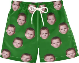 Custom Funny Boys Swim Trunks Personalized Photo Face Infant Baby Boy Swim Board Shorts Beach Shorts Swimwear