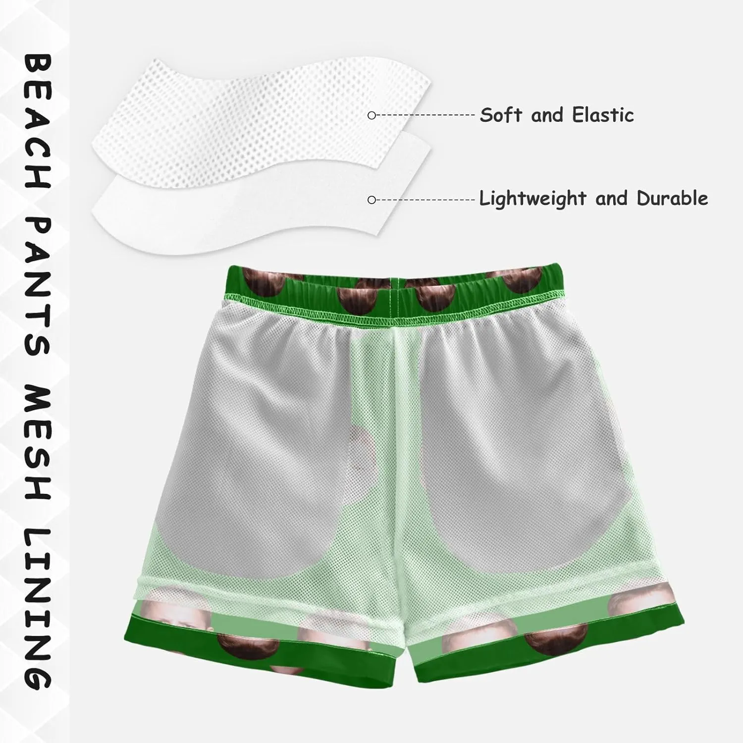 Custom Funny Boys Swim Trunks Personalized Photo Face Infant Baby Boy Swim Board Shorts Beach Shorts Swimwear