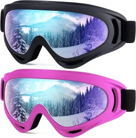 Dizywiee 2-Pack Kids Ski Goggles, Snowboard Goggles for Adult Youth Teens Boys & Girls, Winter Snow Sports Goggles
