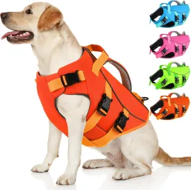Dogcheer Dog Life Jacket with Double Rescue Handle, Reflective Dog Harness Life Vest for Swimming Boating, Adjustable Puppy Swim Jacket Pet DFD Floating Vest for Small Medium Large Dogs - Orange M