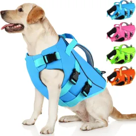 Dogcheer Dog Life Jacket with Double Rescue Handle, Reflective Dog Harness Life Vest for Swimming Boating, Adjustable Puppy Swim Jacket Pet DFD Flotation Vest for Small Medium Large Dogs - Blue M