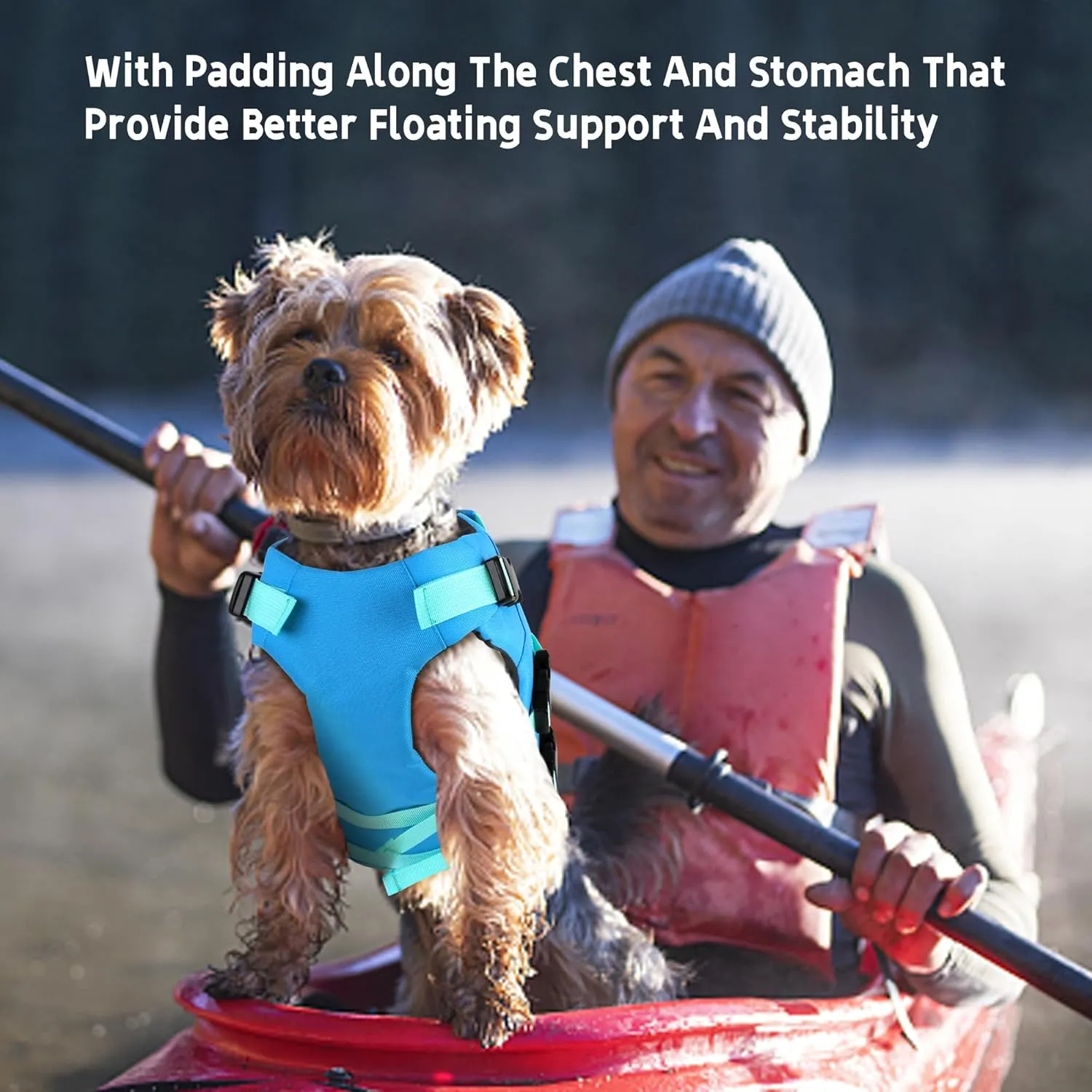 Dogcheer Dog Life Jacket with Double Rescue Handle, Reflective Dog Harness Life Vest for Swimming Boating, Adjustable Puppy Swim Jacket Pet DFD Flotation Vest for Small Medium Large Dogs - Blue M