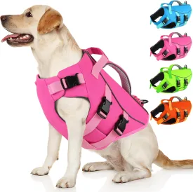 Dogcheer Dog Life Jacket with Double Rescue Handle, Reflective Dog Harness Life Vest for Swimming Boating, Adjustable Puppy Swim Vest Pet DFD Float Jacket for Small Medium Large Dogs - Pink M