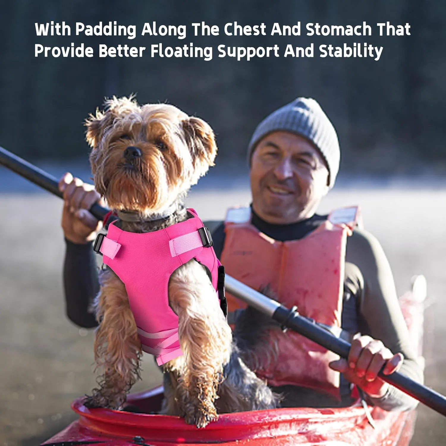 Dogcheer Dog Life Jacket with Double Rescue Handle, Reflective Dog Harness Life Vest for Swimming Boating, Adjustable Puppy Swim Vest Pet DFD Float Jacket for Small Medium Large Dogs - Pink M
