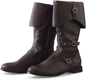DUNHAO COS Men's Faux Leather Medieval Boots Viking Pirate Costume Boots Renaissance Faire Cosplay Shoes