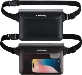 ECHTPower 2-Pack Waterproof Pouch Bag, Waterproof Fanny Pack, Waterproof Dry Bag with Adjustable Waist Strap for Beach Swimming Kayaking Floating Boating