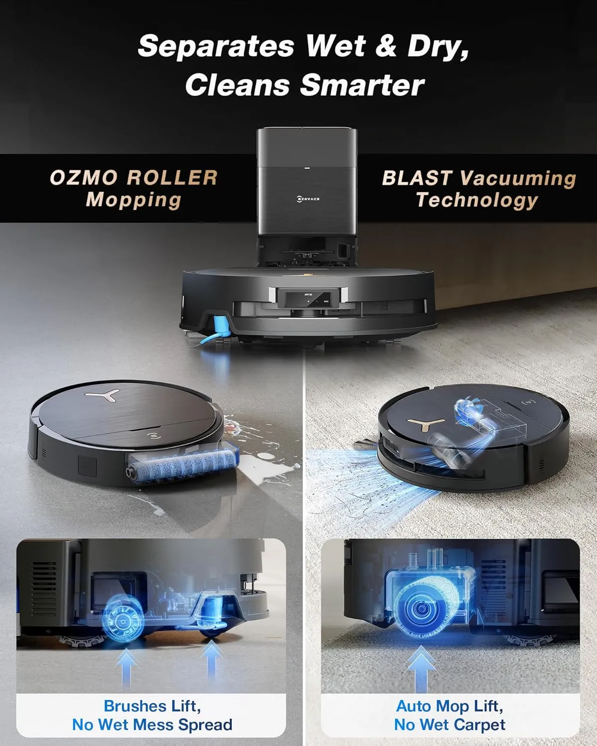 ECOVACS DEEBOT X9 PRO Omni Robot Vacuum and Mop, Blast 16,600Pa Suction, OZMO Roller Instant Self-Washing Mopping, ZeroTangle 3.0, Triple Lift System, AI Smart Navigation, Hands-Free Omni Station