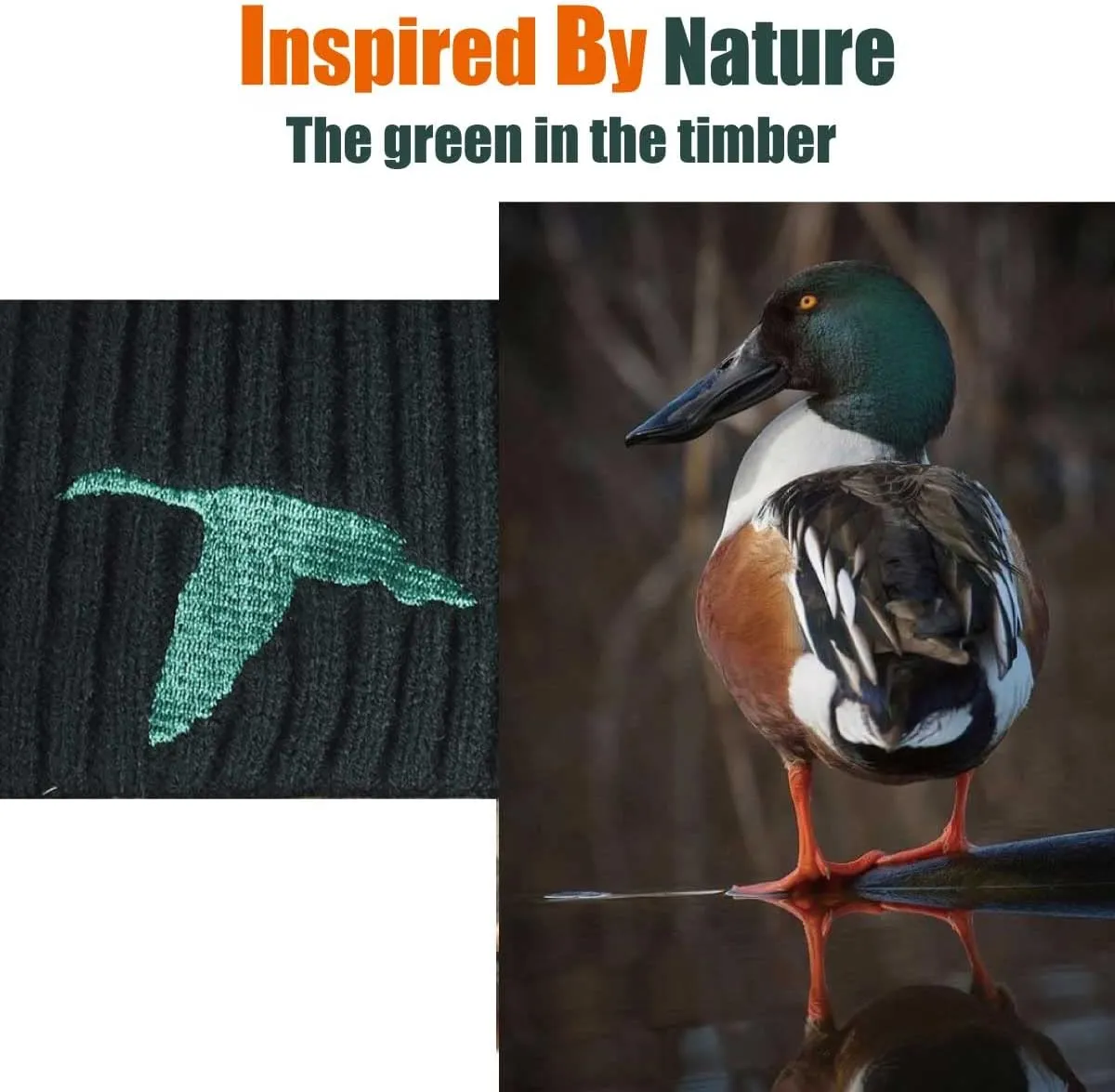 EDTREK Waterproof and Windproof Camo Beanie Hunting Hat - Timber and Blaze Orange Camo Hunter Hat