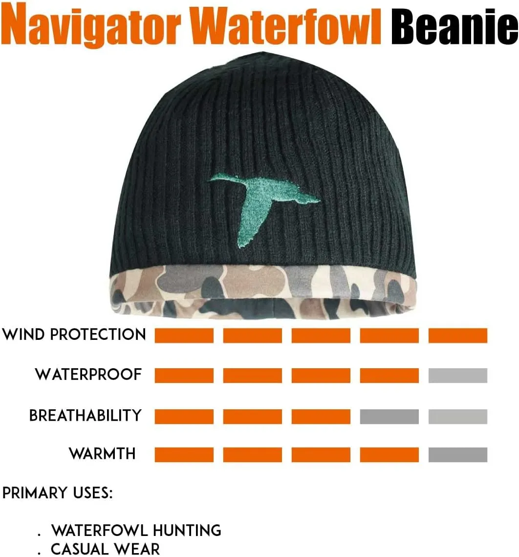 EDTREK Waterproof and Windproof Camo Beanie Hunting Hat - Timber and Blaze Orange Camo Hunter Hat